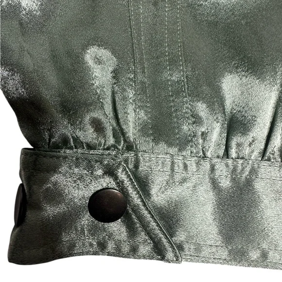 NEW Free People Ryder Pants Metallic Silver Satin Moto Crop Vegan Shiny Green 0 - Picture 10 of 13